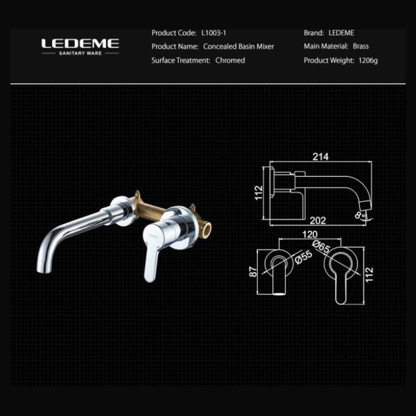 Смеситель Ledeme 1013 Смеситель Ledeme 1013
