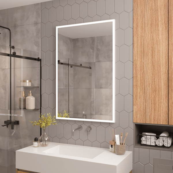 Зеркало Continent Frame White LED 60/70 60х80