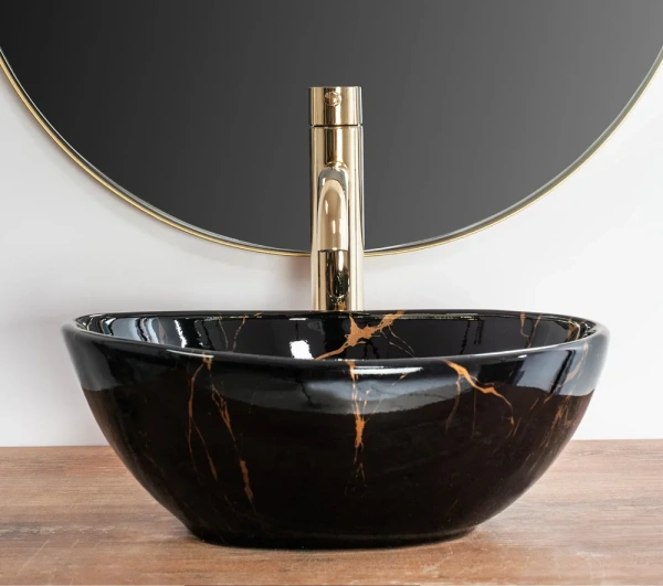 Умывальник Rea Sofia Mini Black Marble Shiny U6963