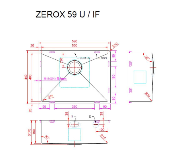 Кухонная мойка Zorg Zerox U/IF 60х45 PVD Gold