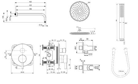 Душевая система встраиваемая Ideal Standard Ceraline SetA6939XG