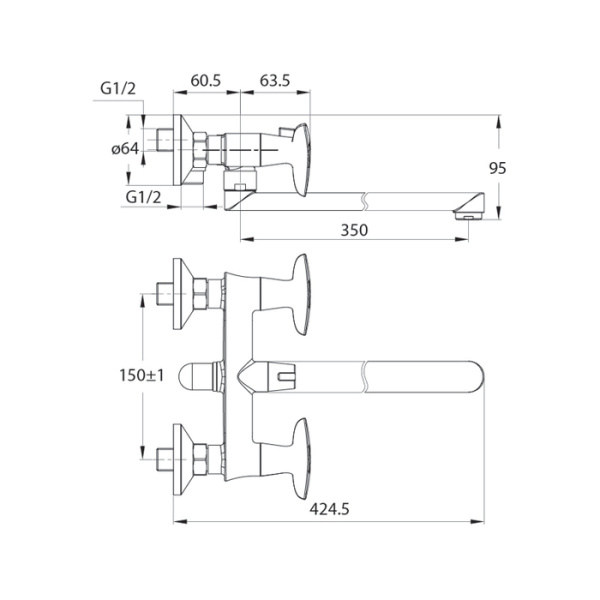 Смеситель для ванны Iddis Copter COPSBL2i10WA
