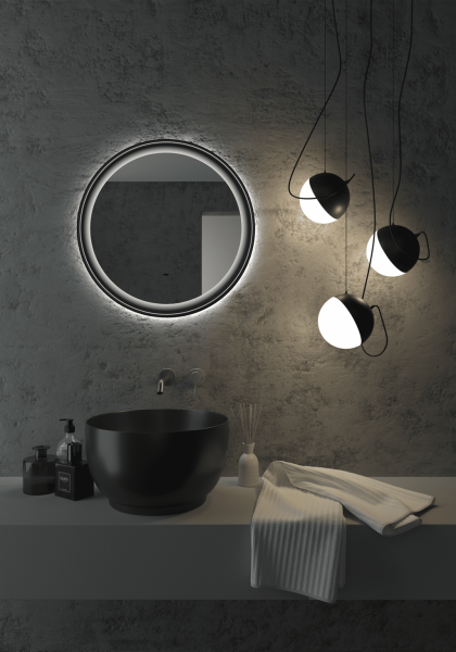 Зеркало Continent Planet Black LED (холодная подсветка) с бесконтактным сенсором 60х60
