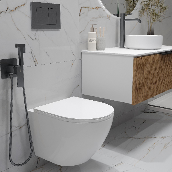 Комплект инсталляции Oliveeka OL-MQ-003 с унитазом OL-6016 и кнопкой OL-E12-BGM