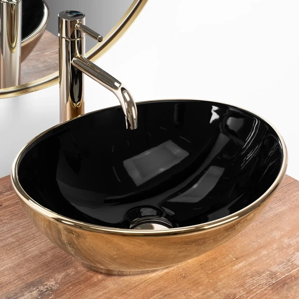 Умывальник Rea Sofia in Black Gold U4527