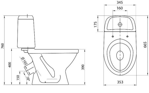 Напольный унитаз Santeri Прайм 1P2054S0000BF