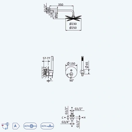 Душевая система встраиваемая Bruma Leaf 1677231SR
