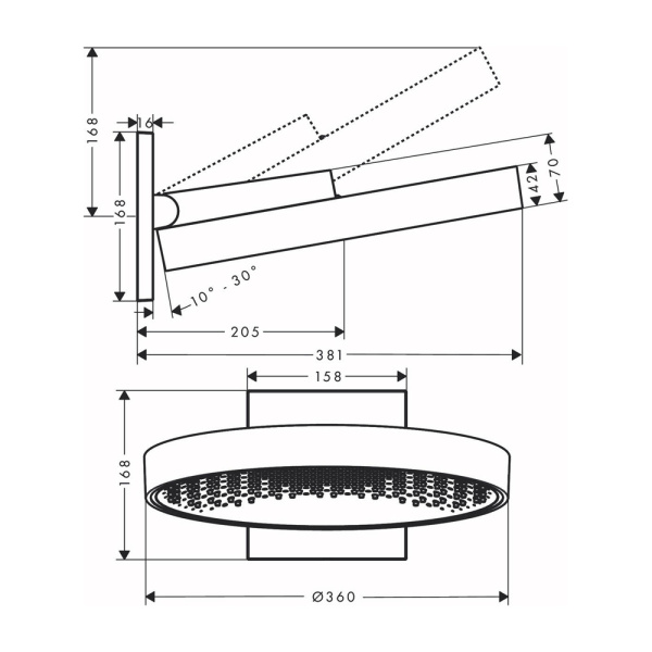Тропический душ Hansgrohe Rainfinity 360 1jet 26230990 с держателем