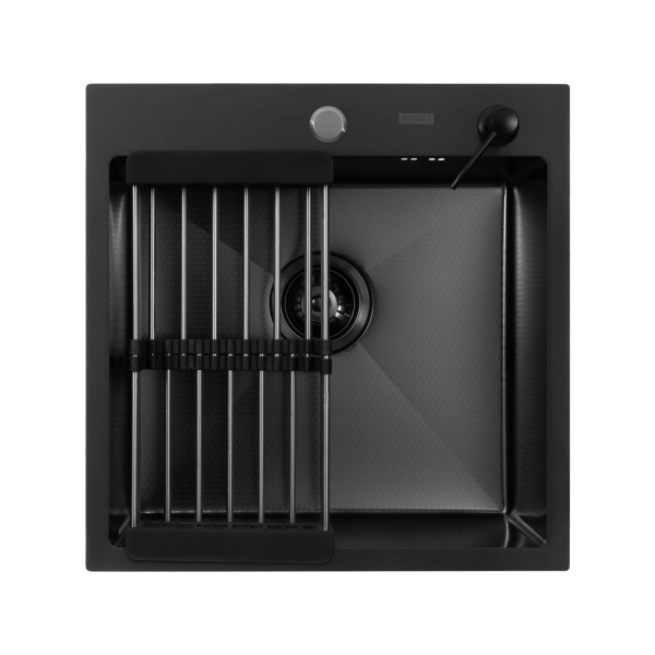 Кухонная мойка Arfeka Eco AR Black Decor 50х50 с коландером и дозатором
