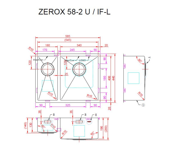 Кухонная мойка Zorg Zerox U/IF-L 60х45 PVD Gunblack Кухонная мойка Zorg Zerox U/IF-L 60х45 PVD Gunblack
