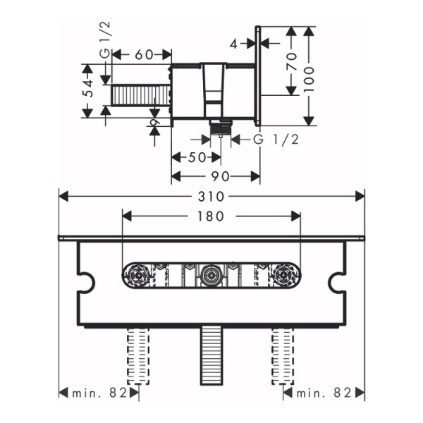 Подключение душевого шланга Hansgrohe FixFit Porter 26456400