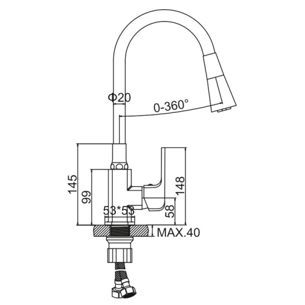 Смеситель с гибким изливом Ledeme L4144-2 Смеситель с гибким изливом Ledeme L4144-2
