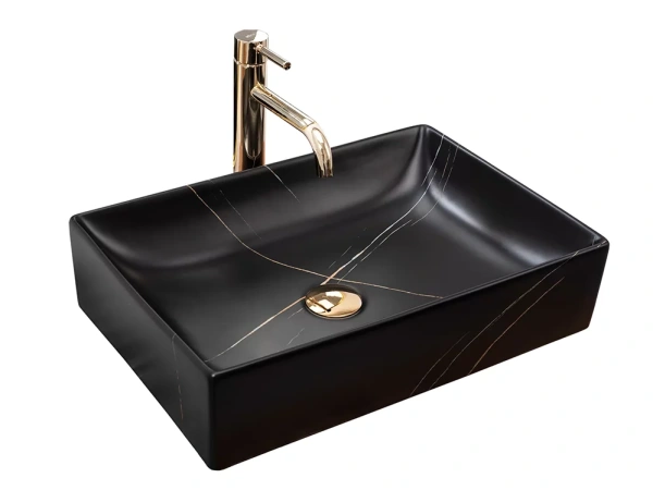 Умывальник Rea Inga black marble matt U8006