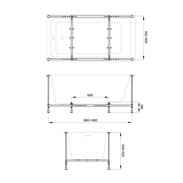 Каркас для ванны Wellsee Useful Extras 241905000