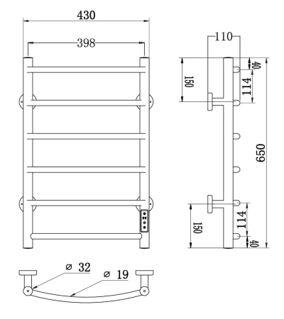 Полотенцесушитель электрический Roxen Santi 11030-4365B 43х65