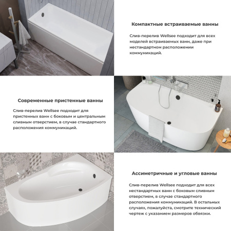 Сифон-автомат для ванны Wellsee Useful Extras 231914000