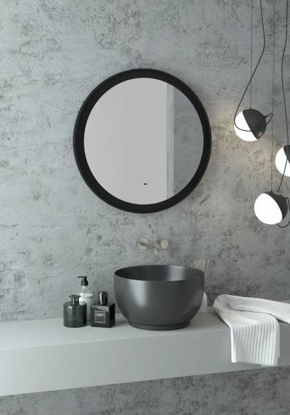 Зеркало Continent Planet Black LED (холодная подсветка) с бесконтактным сенсором 60х60