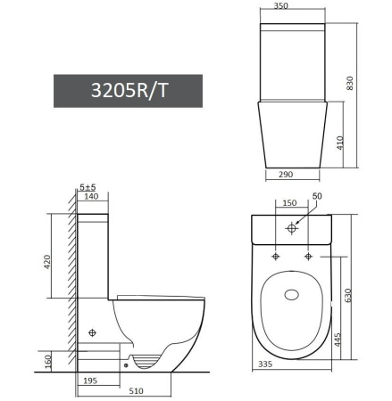 Напольный унитаз Grado GD-3205R белый