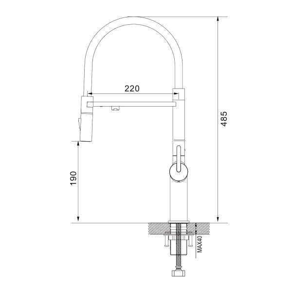 Смеситель для кухни под фильтр с гибким изливом Rose R458H