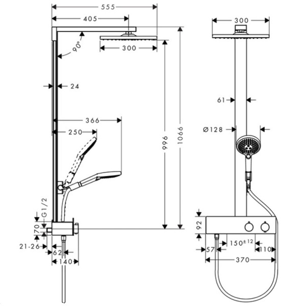 Душевая система термостатическая Hansgrohe Raindance E 1jet 27361000