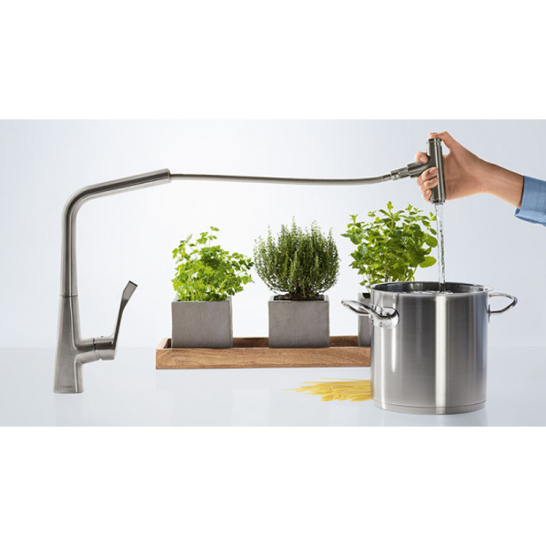 Смеситель с выдвижным изливом Hansgrohe Metris M71 2jet 14834800