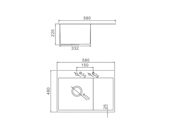 Кухонная мойка премиум Gerhans 580*480 PVD Графит K35848B-R