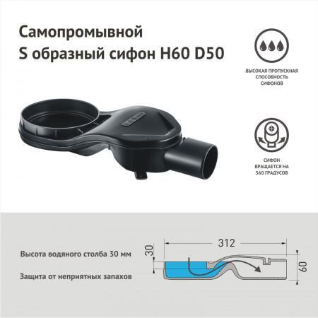 Душевой лоток BERGES WALL 60 matte
