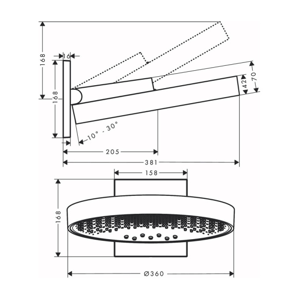 Тропический душ Hansgrohe Rainfinity 360 3jet 26234990 с держателем