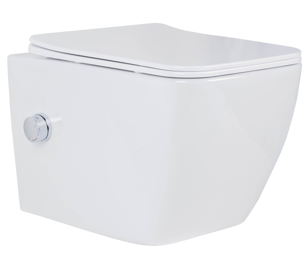 Комплект инсталляции Roxen StounFix Dual Fresh 868472 с унитазом Cube Bidet 530135-01X и кнопкой Steel 420260-CHG