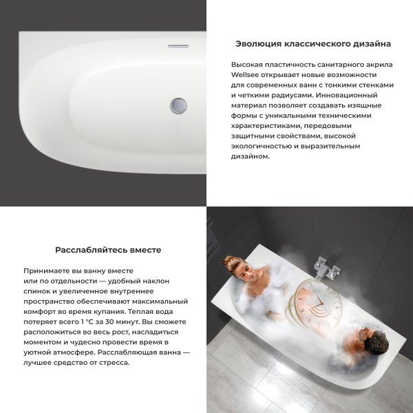Акриловая ванна в наборе 4 в 1 Wellsee Belle Spa 2.0 235802004 левый