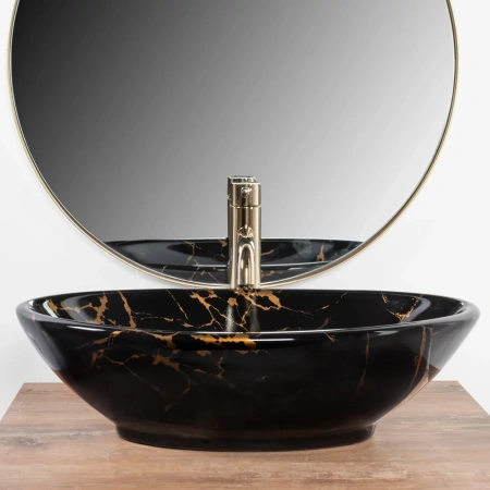 Умывальник Rea Pamela Black Marble Shiny U5067