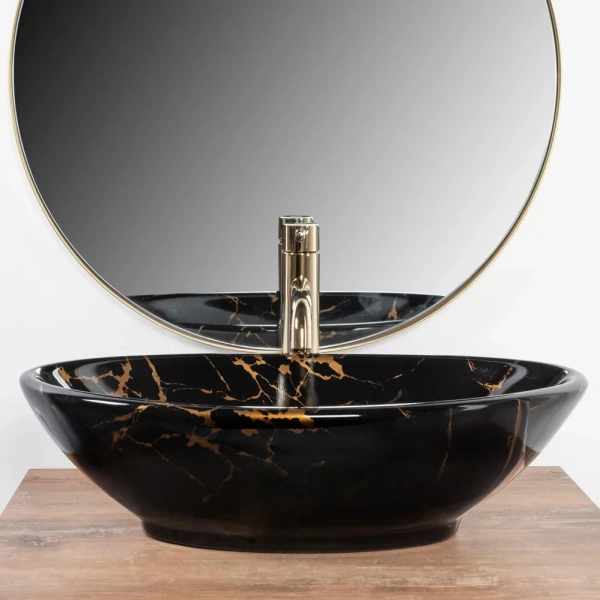Умывальник Rea Pamela Black Marble Shiny U5067