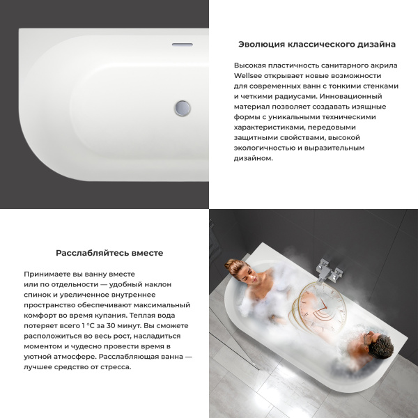 Акриловая ванна в наборе 4 в 1 Wellsee Belle Spa 3.0 235901004