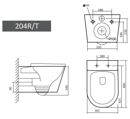 Подвесной унитаз Grado GD-W204R белый