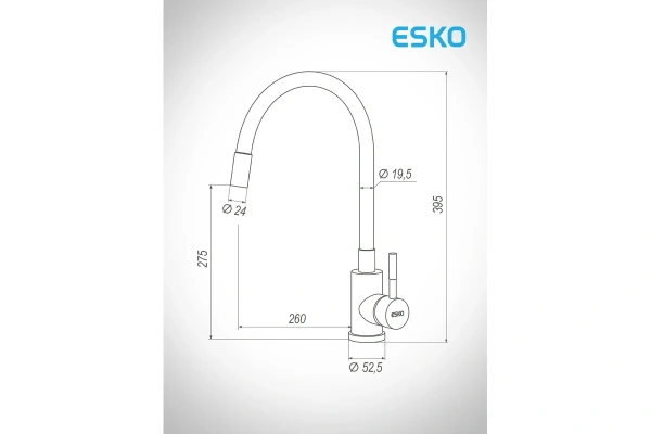 Смеситель для кухни с гибким изливом Esko K44SG