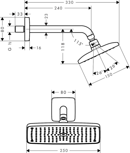 Тропический душ Hansgrohe Raindance E 1jet 27375000 с держателем