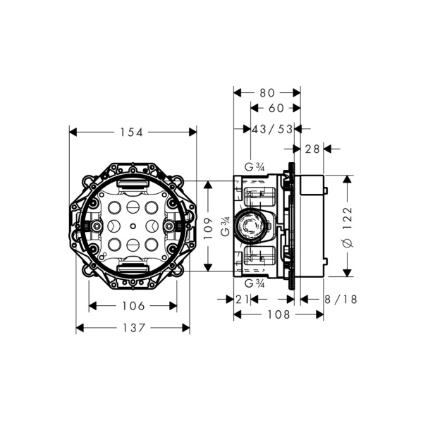 Встраиваемая часть смесителя Hansgrohe iBox Universal 01850180