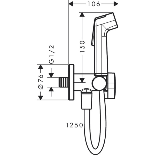 Гигиенический душ Hansgrohe Bidette 1jet S EcoSmart+ 29230000