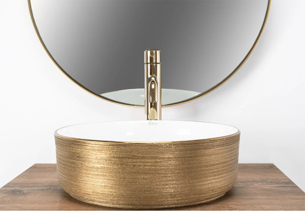 Умывальник Rea Sami White Brush Gold U6630