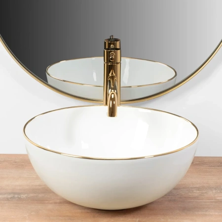 Умывальник Rea Stella white gold edge U7445