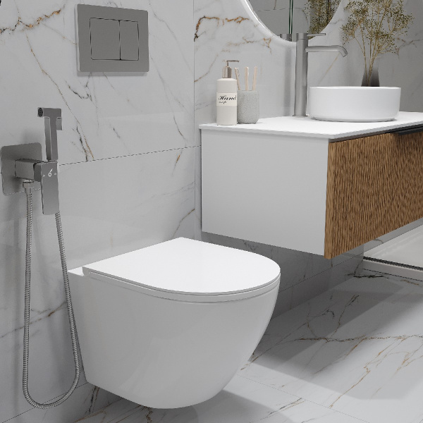 Комплект инсталляции Oliveeka OL-MQ-003 с унитазом OL-6016 и кнопкой OL-E12-BN