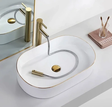 Умывальник Rea Nadia gold edge U1063