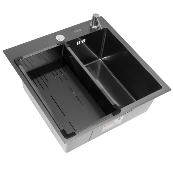 Кухонная мойка Arfeka Eco AR Black Decor Millet 50х50 с коландером G и дозатором