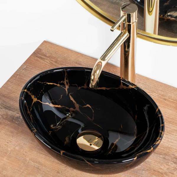 Умывальник Rea Sofia Mini Black Marble Shiny U6963