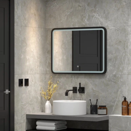Зеркало Continent Enjoy Black LED 80 80х60