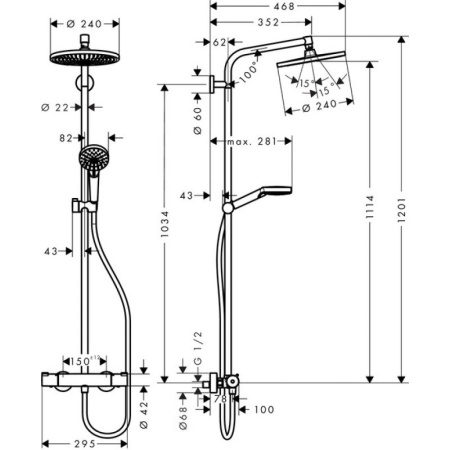 Душевая система термостатическая Hansgrohe Crometta S 1jet 27267000