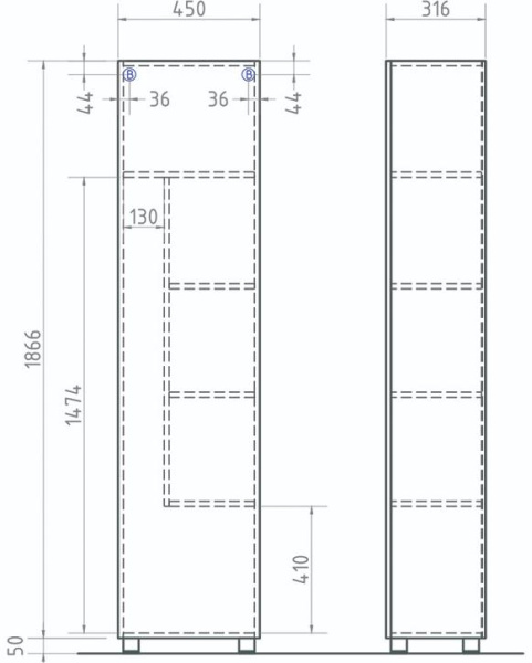 Пенал Vigo Geometry 45х185 белый