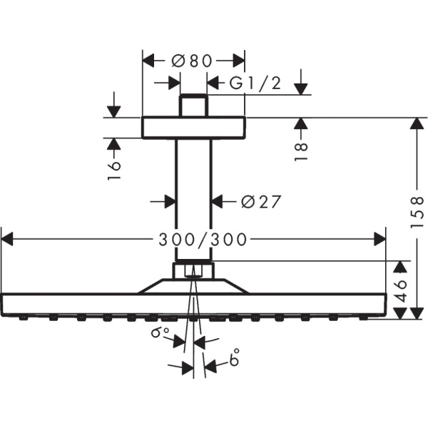 Тропический душ Hansgrohe Raindance E 300 1jet 26250990 с держателем