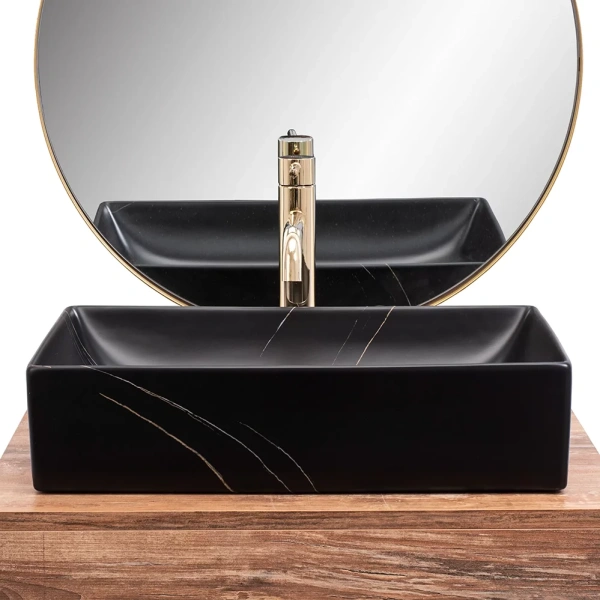 Умывальник Rea Inga black marble matt U8006