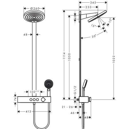 Душевая система термостатическая Hansgrohe Pulsify Showerpipe 2jet 24240000